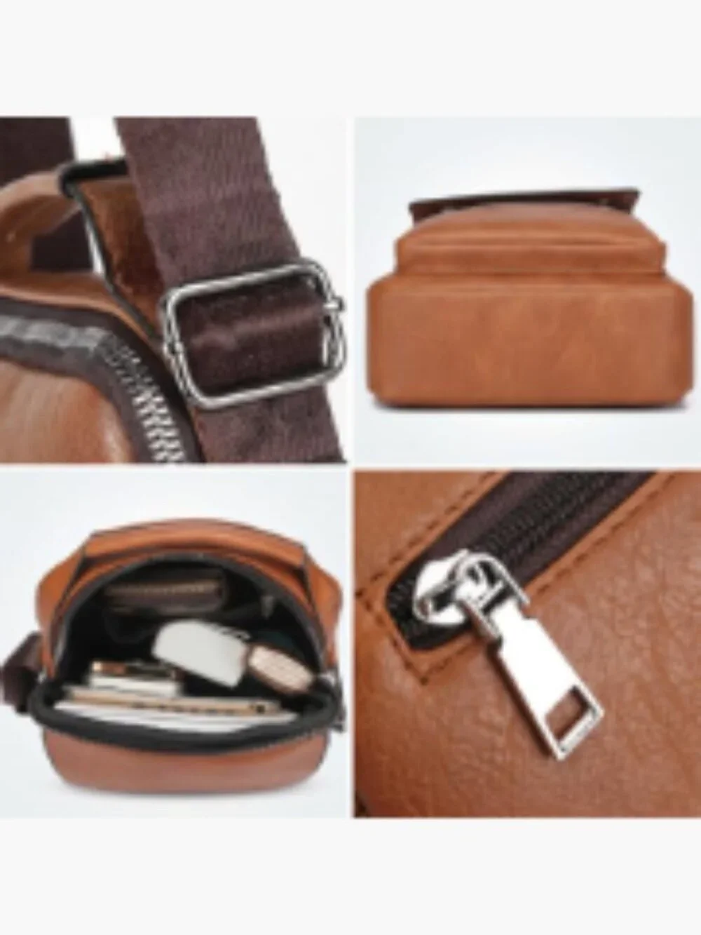 Vintage PU Leather Messenger Bag Crossbody Sling Bag for Men